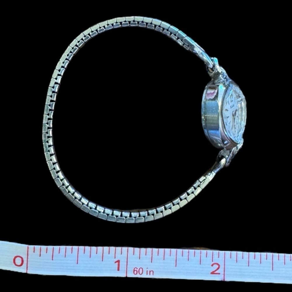Vintage Ladies Silver Elgin Watch Stretchy Bracelet Band - Picture 9 of 9